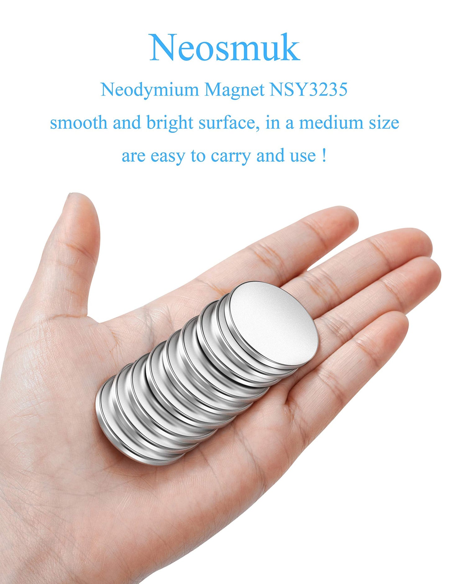 Neosmuk Rare Earth Magnets, Super Strong Magnet Heavy Duty for Craft, Neodymium Magnets with Adhesive Backing for Board, Thin Powerful Large and Industrial Magnets Stick for Cabinet, Refrigerator