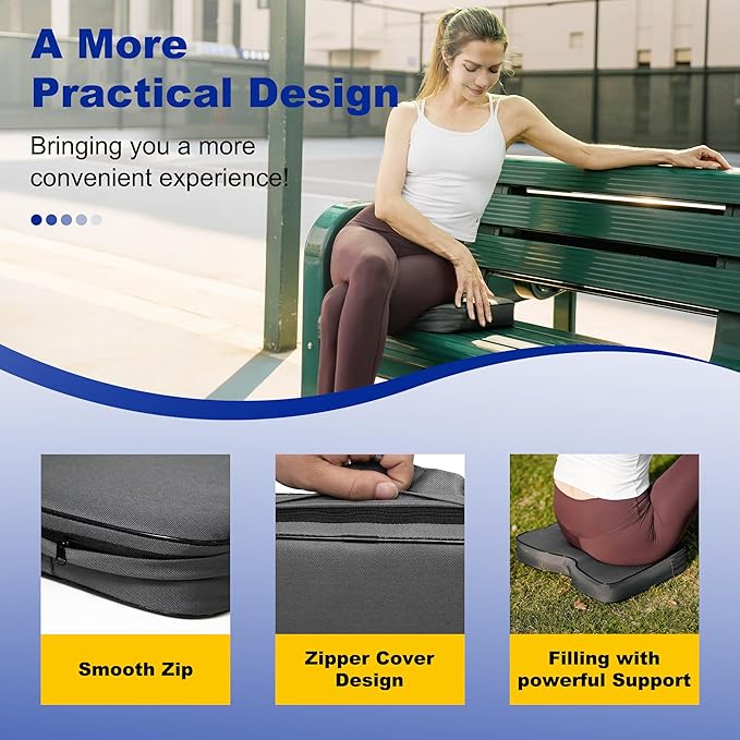 FASTMOMENT 2 Pcs Stadium Seat Cushions - Outdoor Seat Cushions for Bleachers Fashion & Portable Stadium Cushions with Decorative Strips Water-Repellent Stadium Seats for Outdoor Sports Events (Grey)