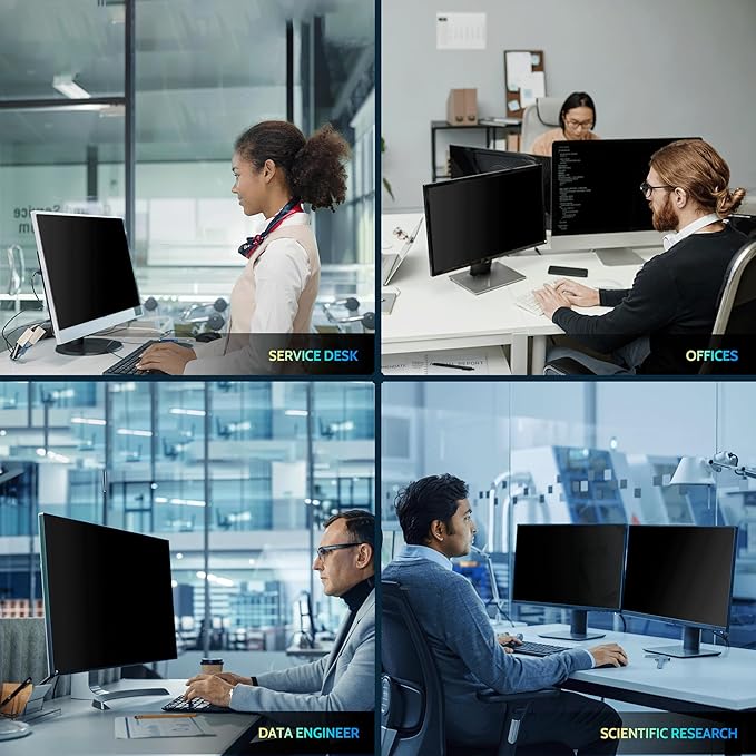 [2 Pack] 23 Inch Privacy Screen for Computer Monitor 16:9 Aspect Ratio, Eye Protection Anti Blue Light Glare Shield, 23inch Removable Black Blackout Anti Spy Desktop Security Private Filter