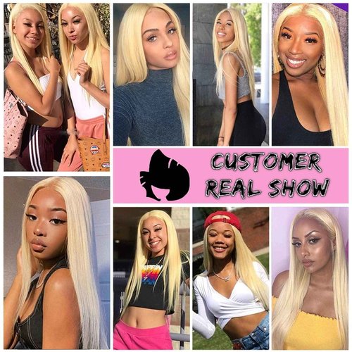 Lace Front Human Hair Wig Pro Deep Parting Blonde Lace Wigs with Pre Plucked Hairline and Baby hair Thick 150% Density Glueless 613 Frontal Wigs Bleached Knots Short 20 Inch