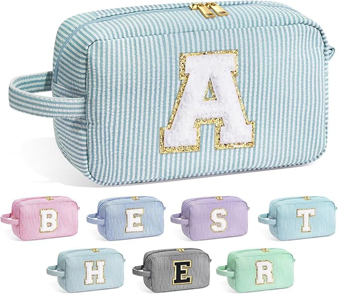 YOOLIFE Birthday Gifts for Mom, Mom Gifts from Daughter, Mother In Law Gifts, Mama Gift Idea, Personalized Gifts for Women, Initial Makeup Bag for Women, Green A