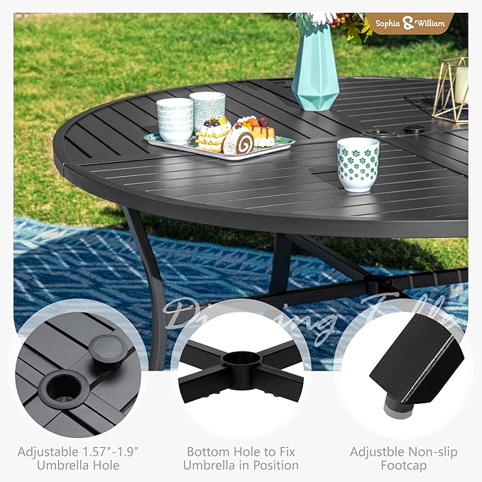 Sophia & William 5 Piece Outdoor Patio Dining Set, Patio Furniture Set with 4 Swivel High Back Patio Dining Chairs and Round Metal Table, All Weather Textilene Fabric for Backyard, Poolside, Balcony
