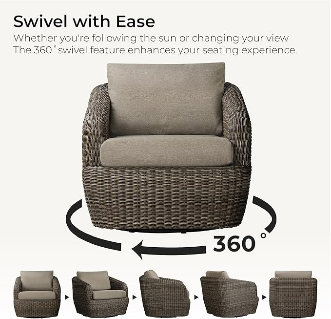 CHITA 4 Pieces Patio Wicker Furniture Set, Outdoor Rattan Bistro Set with Removable Thickened Cushions, Fully Assembled