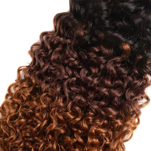 Giginger Bundles Human Hair T1B/4/30 Omber Jerry Curly Human Hair Bundles 20 22 24 Inch Omber Black Chocolate Light Brown Unprocessed Quick Weave Soft Sewn In Hair Extensions for Black Women