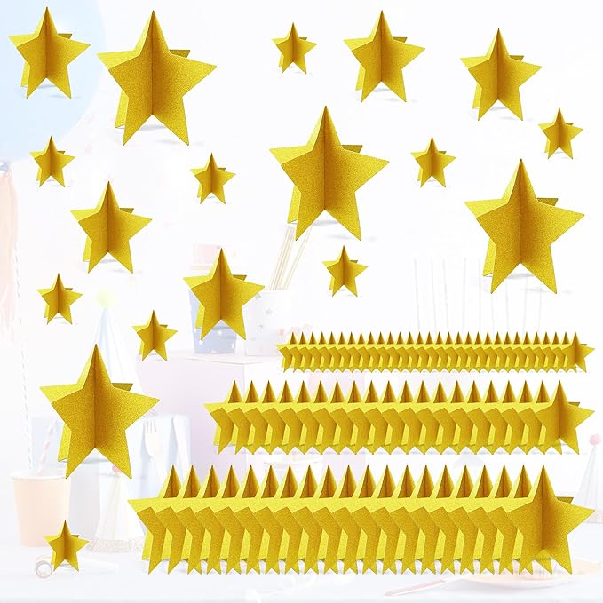 70 Pcs Star Centerpieces for Movie Night Party Decorations 3D 2025 Graduation Table Decor 3 Sizes 8" 5" 3" Red Carpet Film...