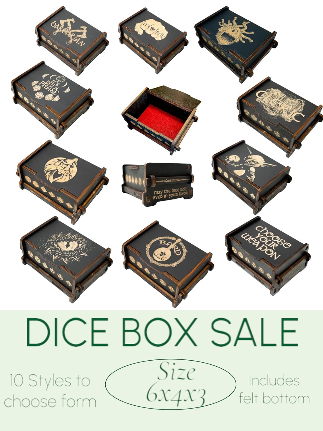 Dice Box - BLACK - 6x4x3 Also holds jewelry and great for desks and desk top items (it's not a Phase)