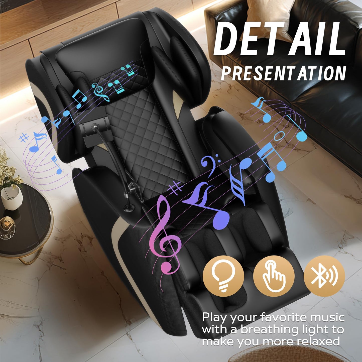 Full Body Massage Chair Recliner with Zero Gravity, Air Pressure Compression System, Heated Waist and Legs, Adjustable Footrest, Automatic Modes, Easy Setup Relaxation Seating for Home Office, Black