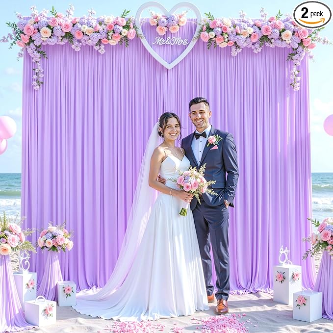 Lavender Backdrop Curtain for Parties Wedding Wrinkle Free Light Purple Photo Curtains Backdrop Drapes Fabric Decoration f...