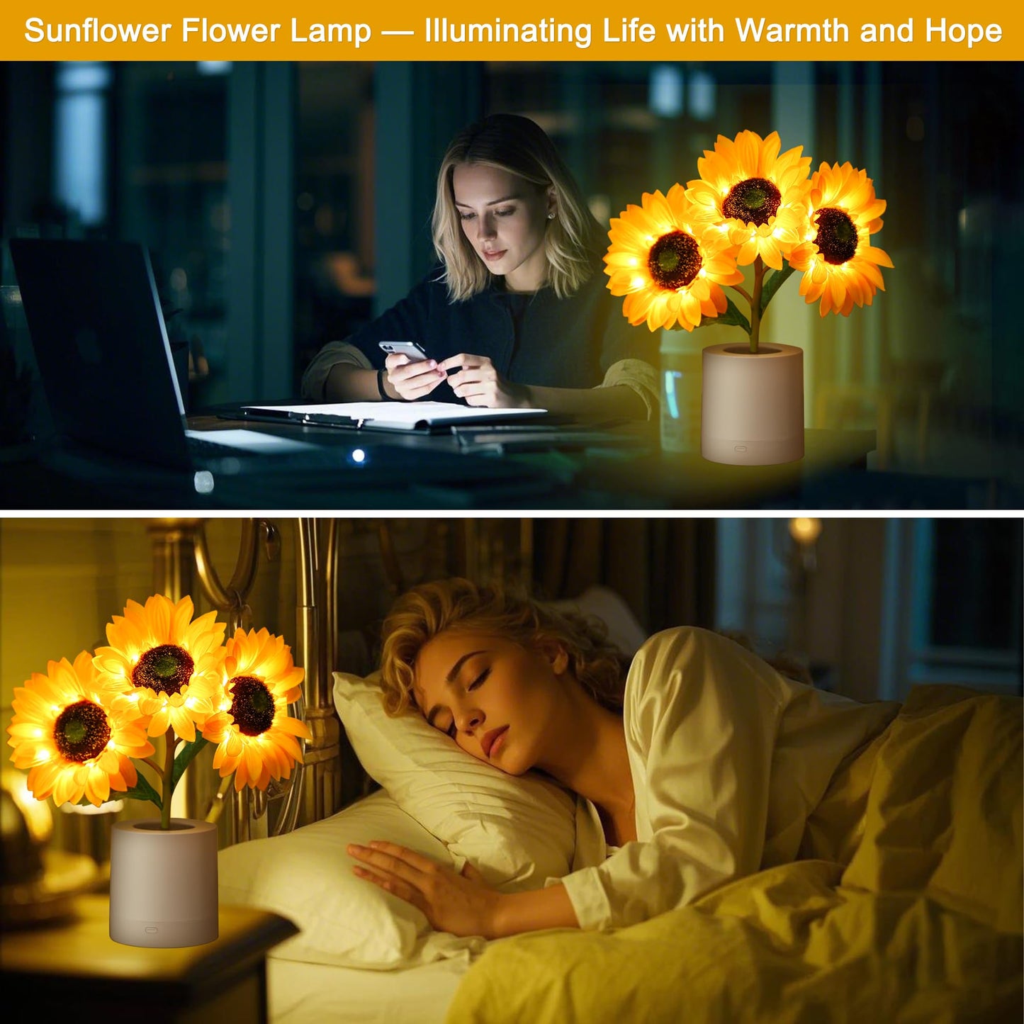 WSYEAR Sunflower Gifts for Women-Sunflowers Flower Lamp Night Light for Bedroom Decor,Birthday Gifts for Her Mom Wife Friends Girlfriend Teacher Grandma