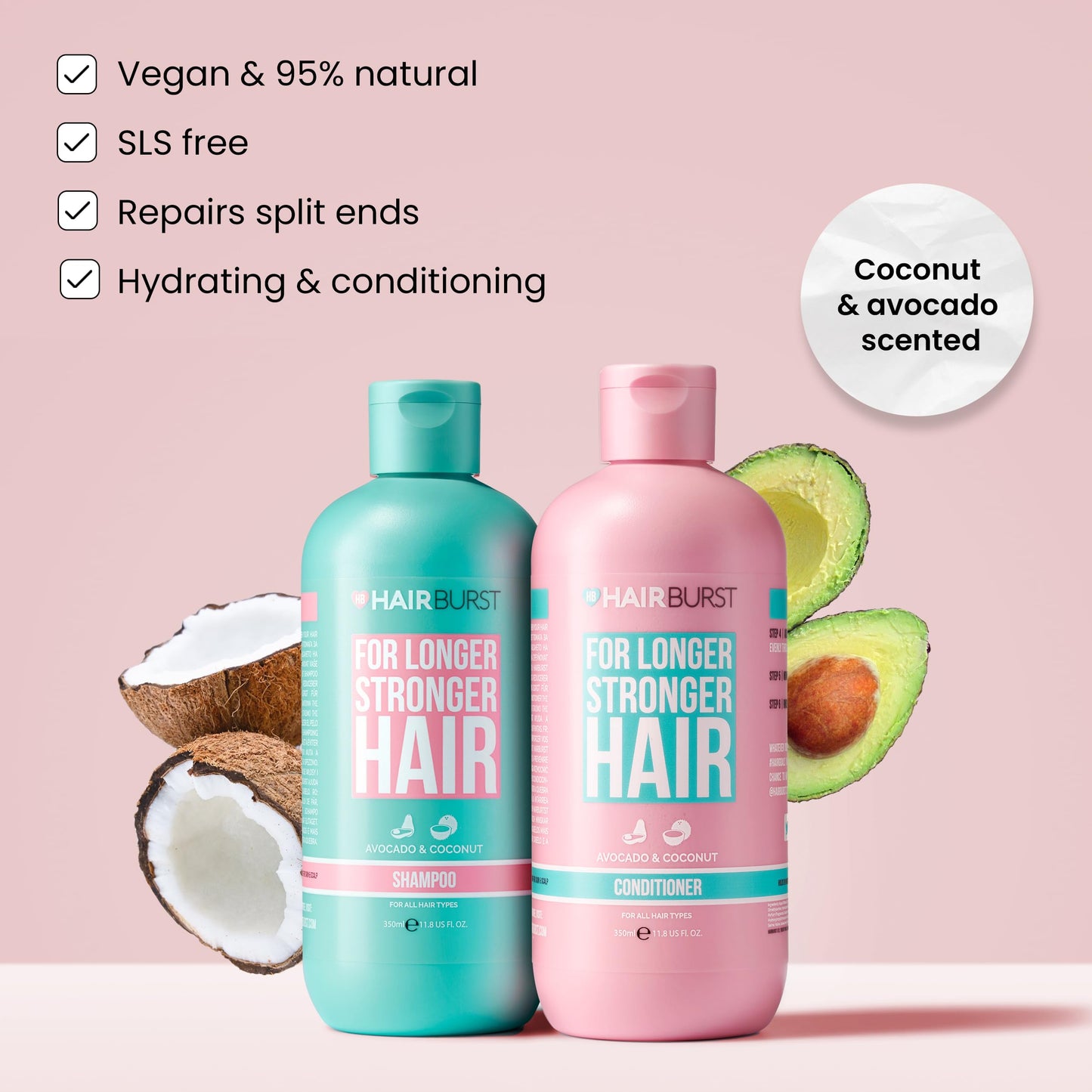 HAIR BURST Wavy & Curly Hair Shampoo and Conditioner Set - Sulfate, SLS, Paraben Free, CGM Approved - Nourishing Amino Acids, Al