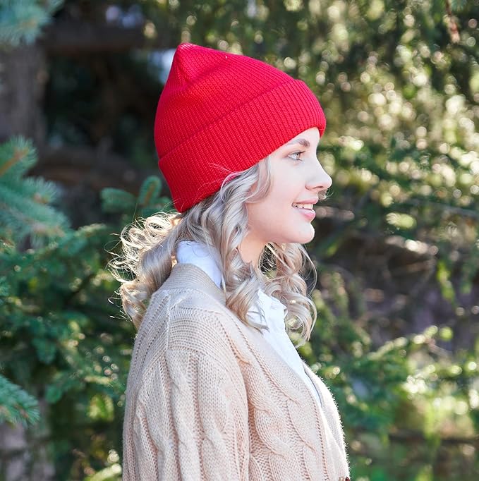 Connectyle Classic Double Layer Knit Beanie Hat Warm Thick Acrylic Winter Hats Daily Cuffed Beanies Watch Hat for Men Women
