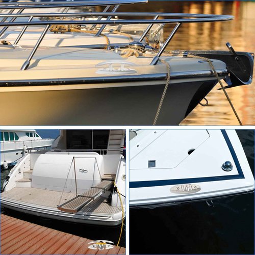 316 Stainless Steel Boat Cleats 6 Inch, Marine Grade Dock Cleats with Stainless Steel Bolts and Back Plate,Boat Dock Cleats Folding Dock Cleats for Deck and Boat (4 Pack)