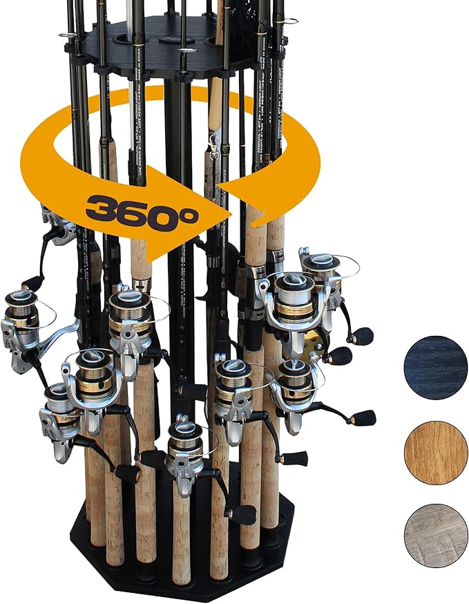 Rush Creek Creations | Rod Holder for 16 Fishing Poles, Garage Organization and Storage, for Reels, Gear, Accessories, Tac...