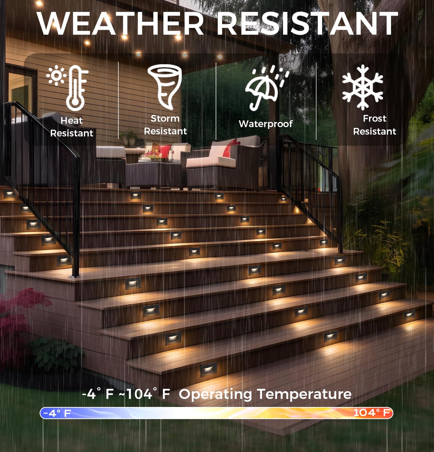 CLOUDY BAY 120V 5CCT Dimmable LED Indoor Outdoor Step Light,2700K/3000K/3500K/4000K/5000K,Stair Light,Black,Pack of 3