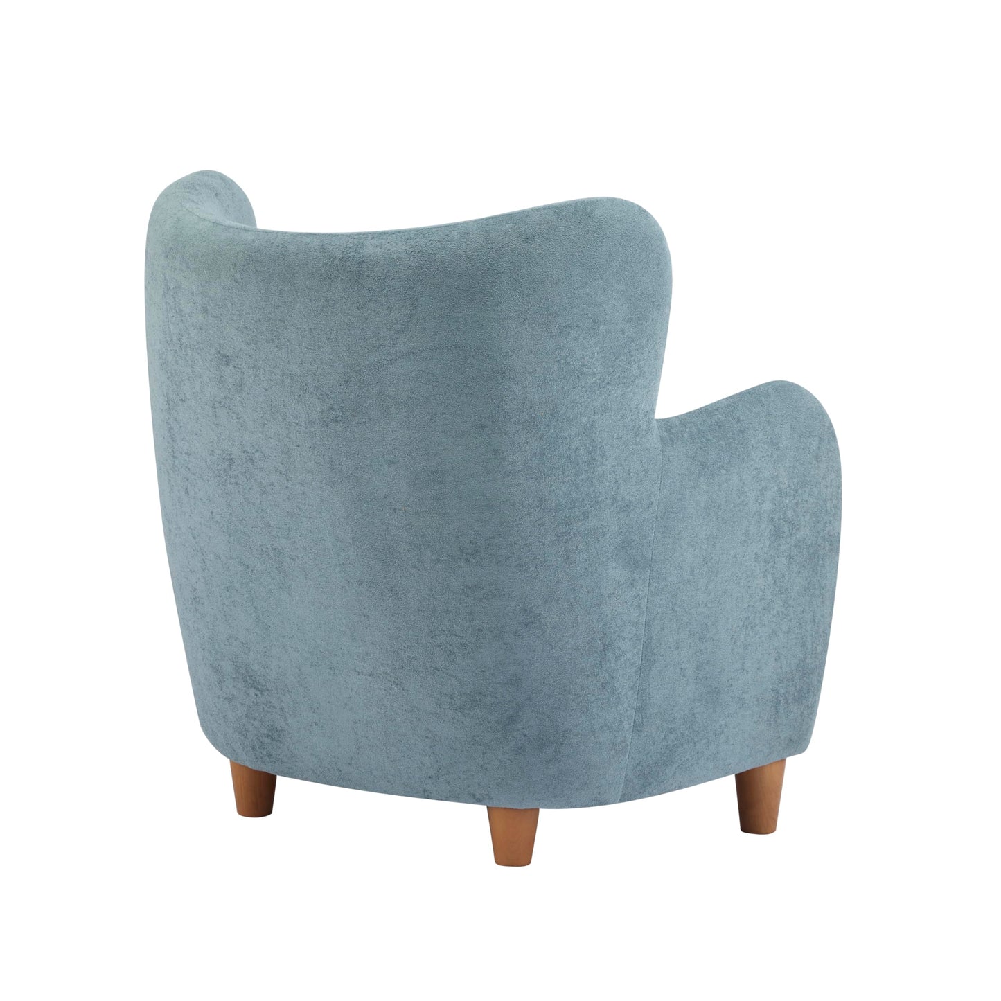 Christopher Knight Home Auden Wooden Low Profile Accent Chair, Velvet Upholstered Wingback Living Room Lounge Chair, Bedroom Comfy Reading Chair, Curved Backrest Single Sofa with Armrest, Dusty Blue