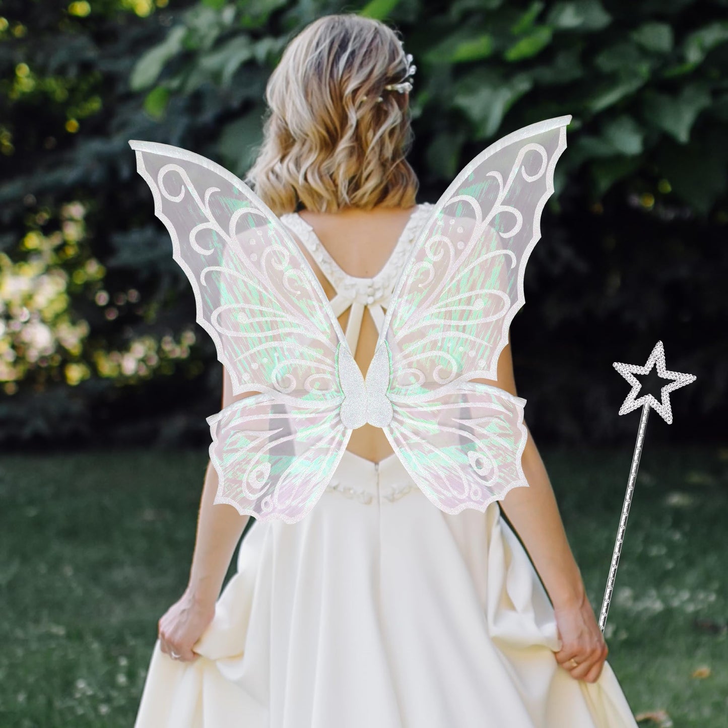 U-Zomir Fairy Wings Costume for Women and Girls, Sparkle Butterfly Angel Wings Halloween Costume Dress up Cosplay Party Favor