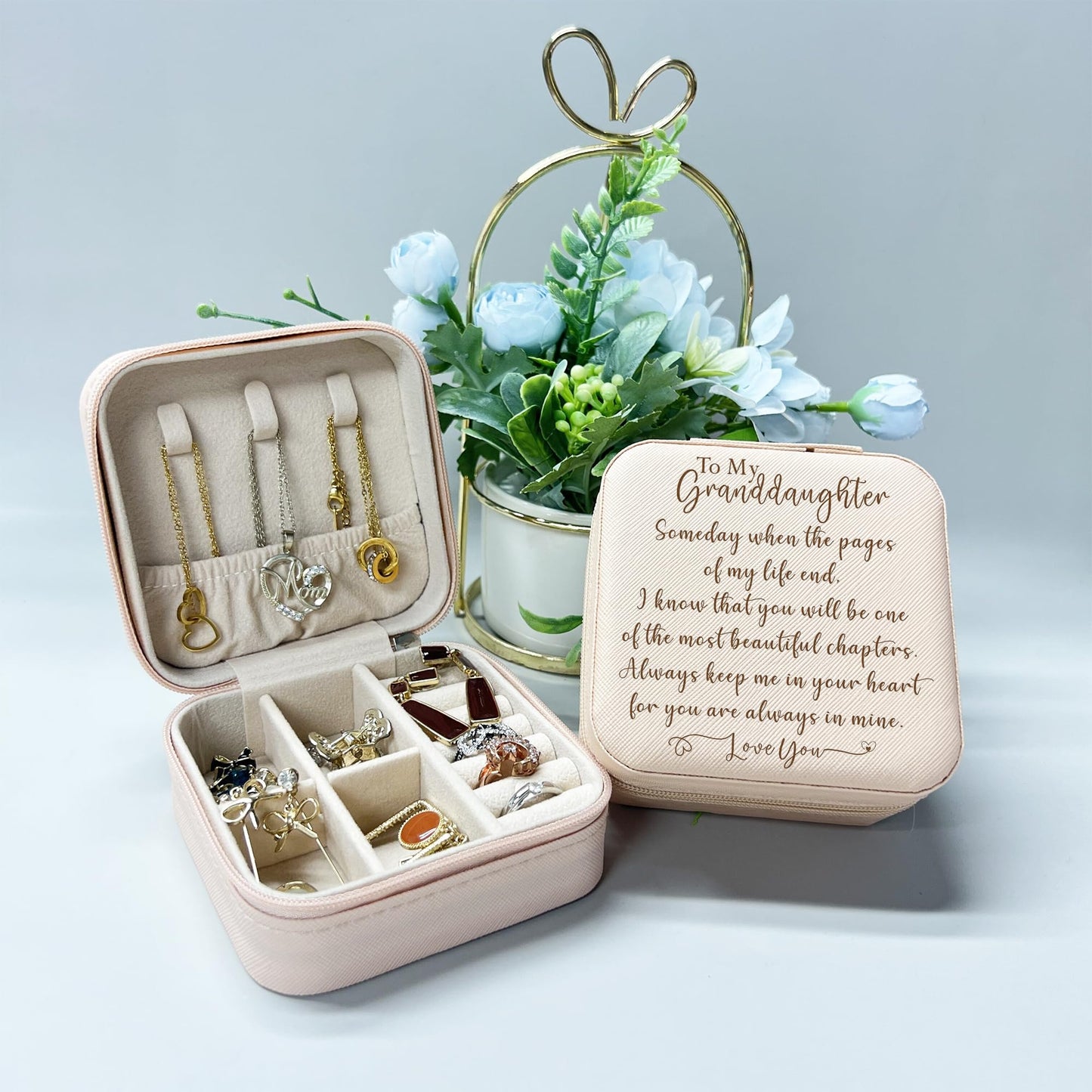 To My Granddaughter Gifts from Grandma and Grandpa, Granddaughter Travel Jewelry Box Gift, Birthday Xmas Gifts for Granddaughter from Nana Papa, Graduation Gift for Granddaughter from Grandparents