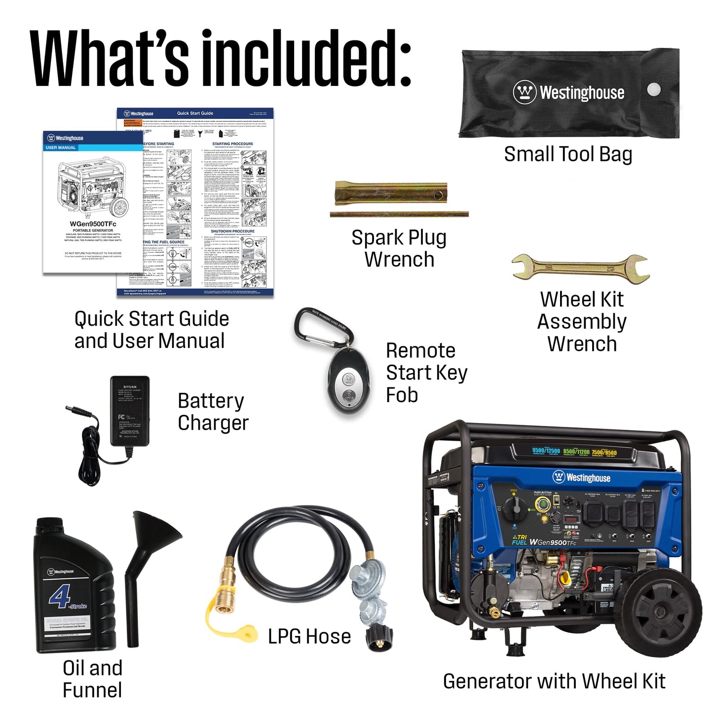 Westinghouse 12500 Peak Watt Tri-Fuel Home Backup Portable Generator, Remote Electric Start, Transfer Switch Ready, Gas, Propane, and Natural Gas Powered