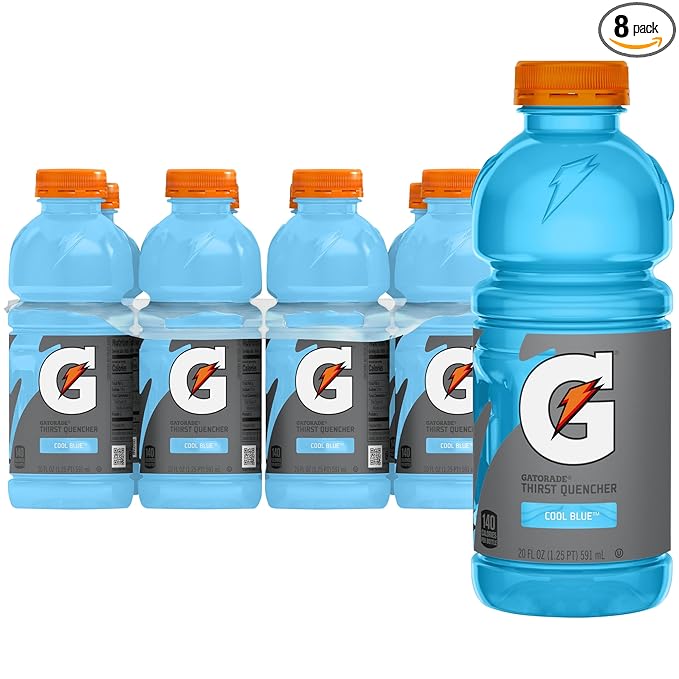 Gatorade Thirst Quencher Sports Drink, Cool Blue, 20oz Bottles, 8 Pack, Electrolytes for Rehydration