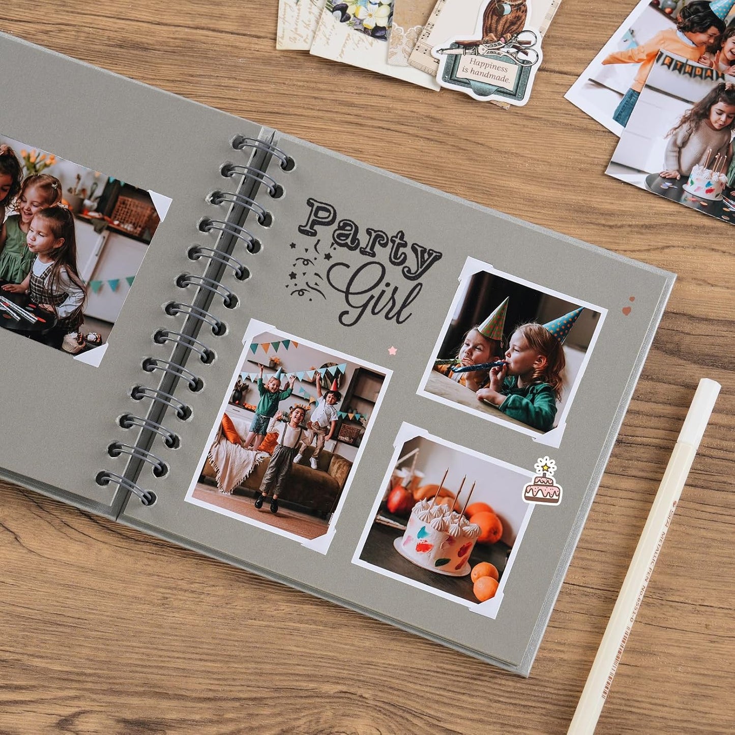 potricher 7 x 7 Inch DIY Scrapbook Album 40 Pages Hardcover Kraft Paper Scrap Book Photo Albums Memory Book for Wedding and Anniversary Family (Gray, 7 Inch)