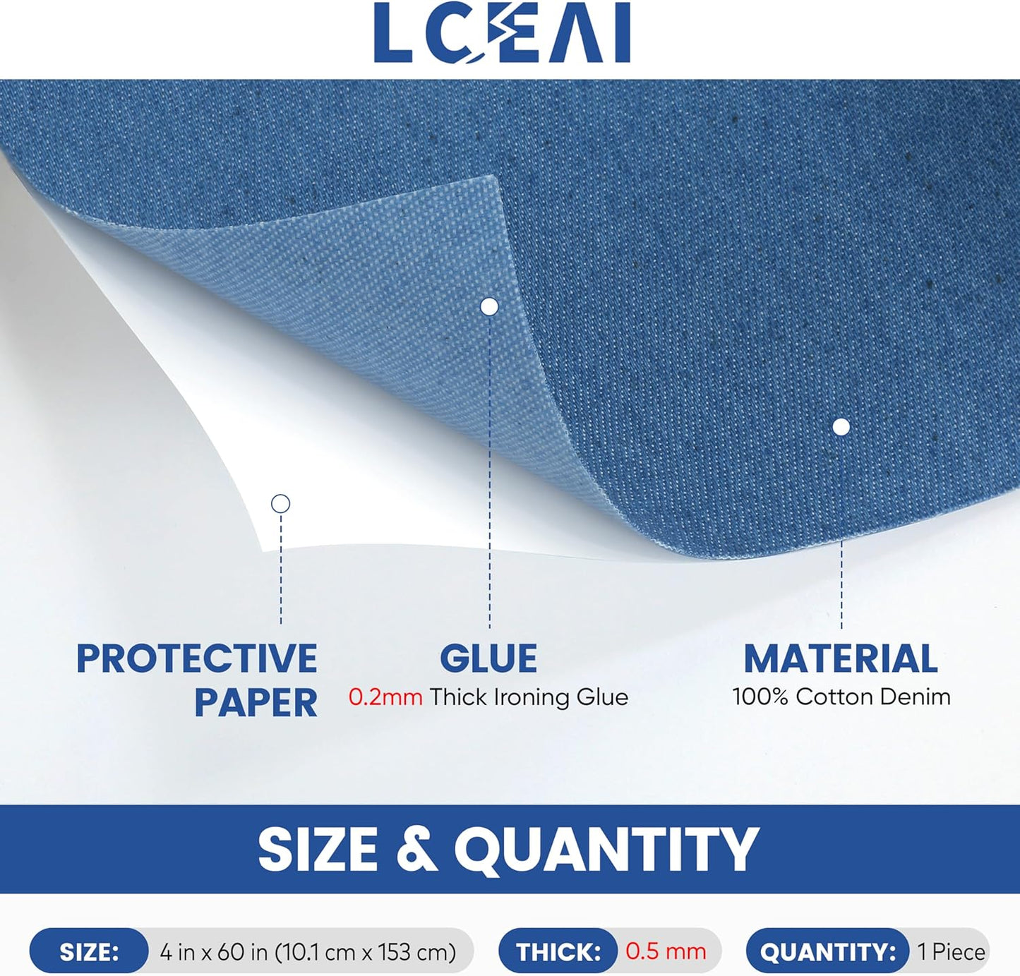 Denim Patches for Inside Jeans - Iron On Patches for Jeans - Jeans Patch for Repairing Pant Holes and Covering Imperfections, Large Size, 4 in. x 60 in.Indigo Blue