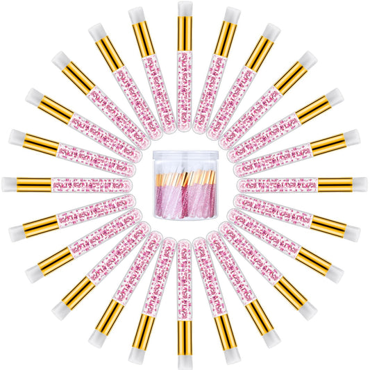 80 Pcs Lash Shampoo Brushes with Container Pink Eyelash Cleaning Bulk Glitter Eyelash Extension Cleansing Crystal Facial Cosmeti