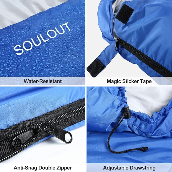 3-4 Season Sleeping Bag for Adults & Kids, Lightweight Warm Cold Weather Camping Bag with Waterproof Compression Sack – Portable for Hiking, Backpacking, Traveling & Outdoor Adventures