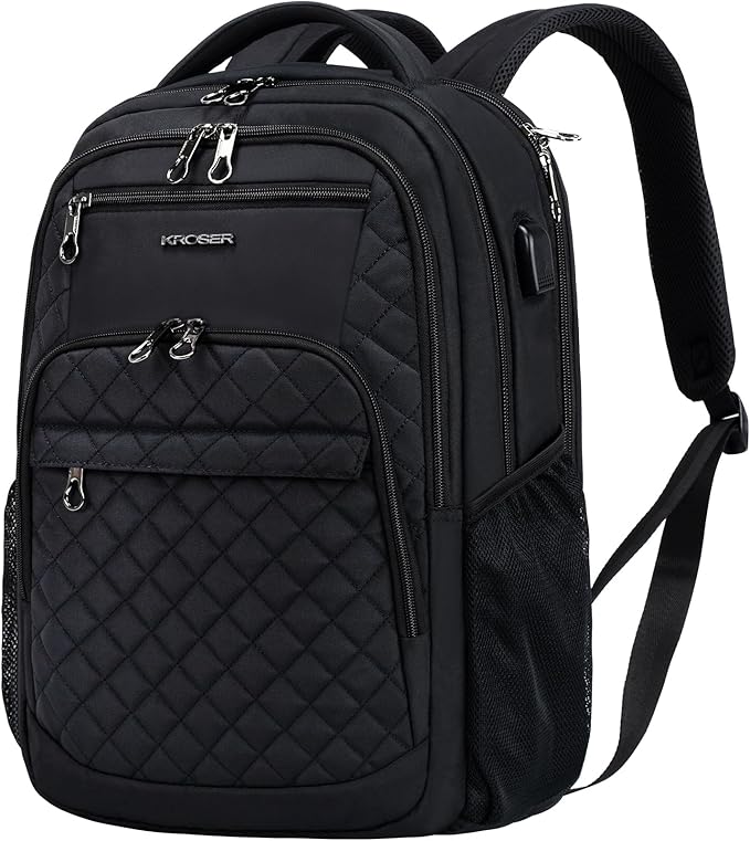 KROSER Travel Laptop Backpack 17 Inch Large Computer Backpack Water-Repellent Daypack with USB Charging Port RFID Pockets ...