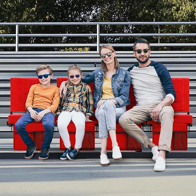 Aliphon Stadium Seat for Bleachers with Back Support and Cushion, Bleacher Seats with Shoulder Strap and Cup Holder, Padded Portable Folding Comfort Stadium Chair, for Sports Events, Red (1pcs)