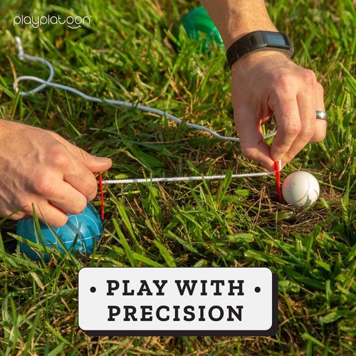 Play Platoon Bocce Ball Set Regulation Size Game Set - 107mm with 8 Hard Polyresin Premium Balls, Pallino, and Professional Carry Bag & Measuring Rope - Outdoor Games for Backyard, Lawn, Beach