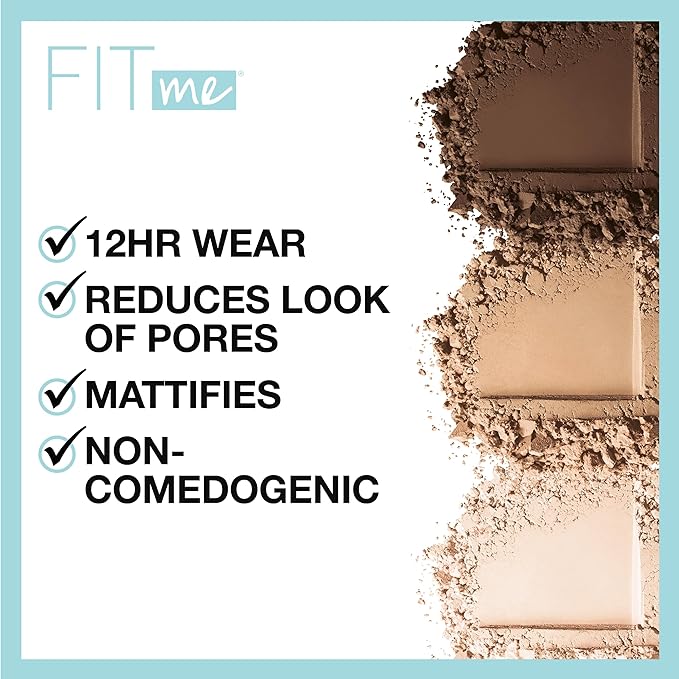 Maybelline Fit Me Matte + Poreless Pressed Face Powder Makeup & Setting Powder, Warm Sun, 1 Count