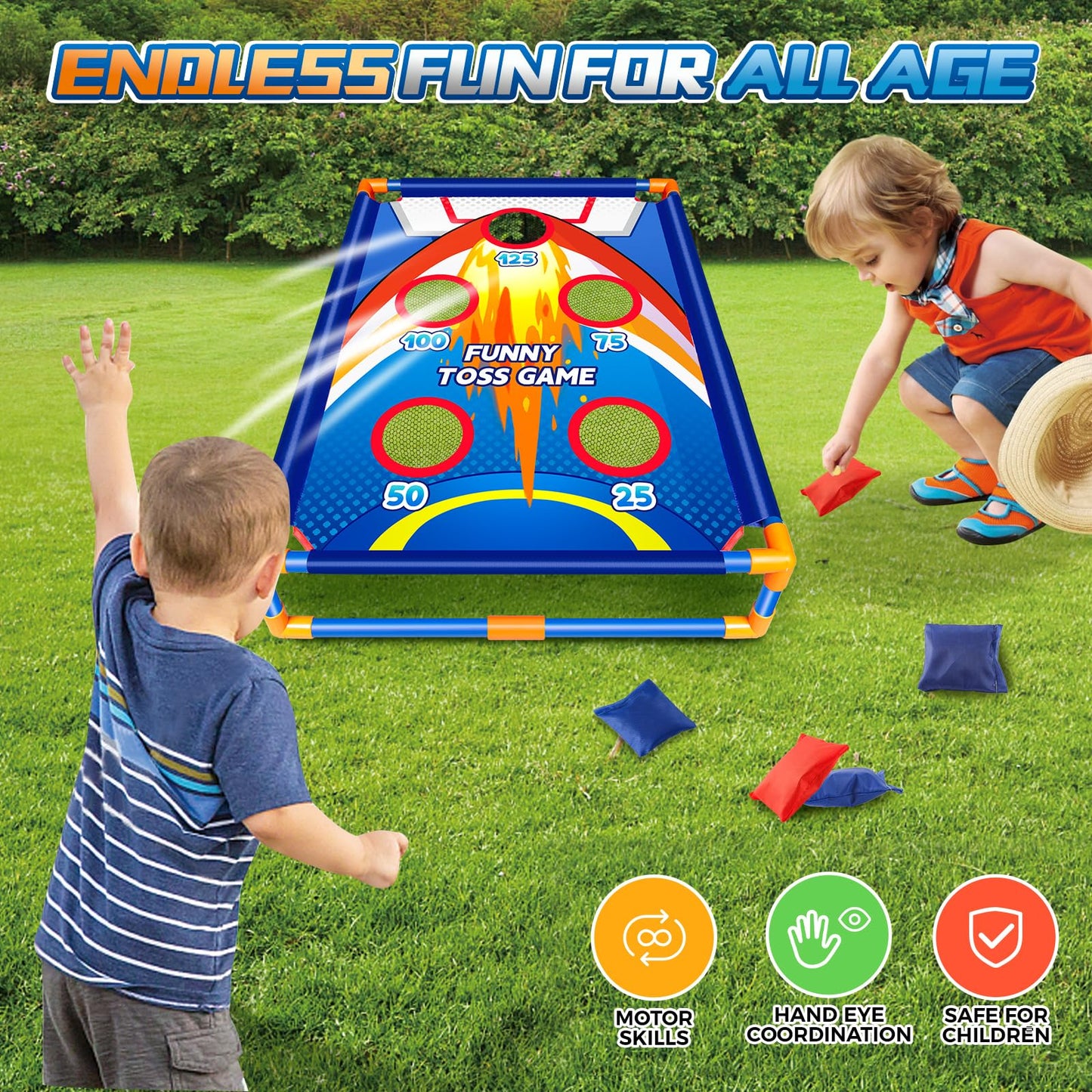 Bean Bag Toss Game for Kids,Ideal Gift for Toys 3-8 Years Old.Outside Toys for 3 4 5 6 7 8+Years Old Boys and Girls,Outdoor Game for Kids,Family Party Game Birthday Christmas Outdoor Activities