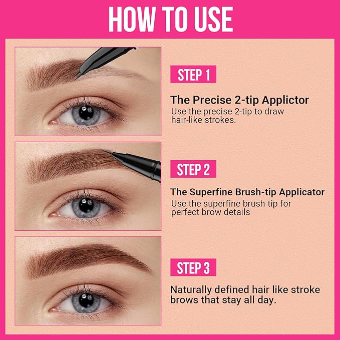 iMethod Curved Eyebrow Pen - 2-in-1 Dual-Ended Eyebrow Pencil with Curved Tip and Precise Brush-Tip, Microblading Pen for Natural Hair-Like Brows, Long Lasting, Black Brown