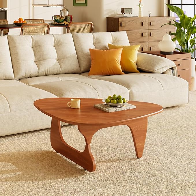 LUCKIIA Coffee Tables Wood Small Farmhouse Coffee Table Mid-Century Modern Wood Center Table for Living Room, Walnut, 35 Inch