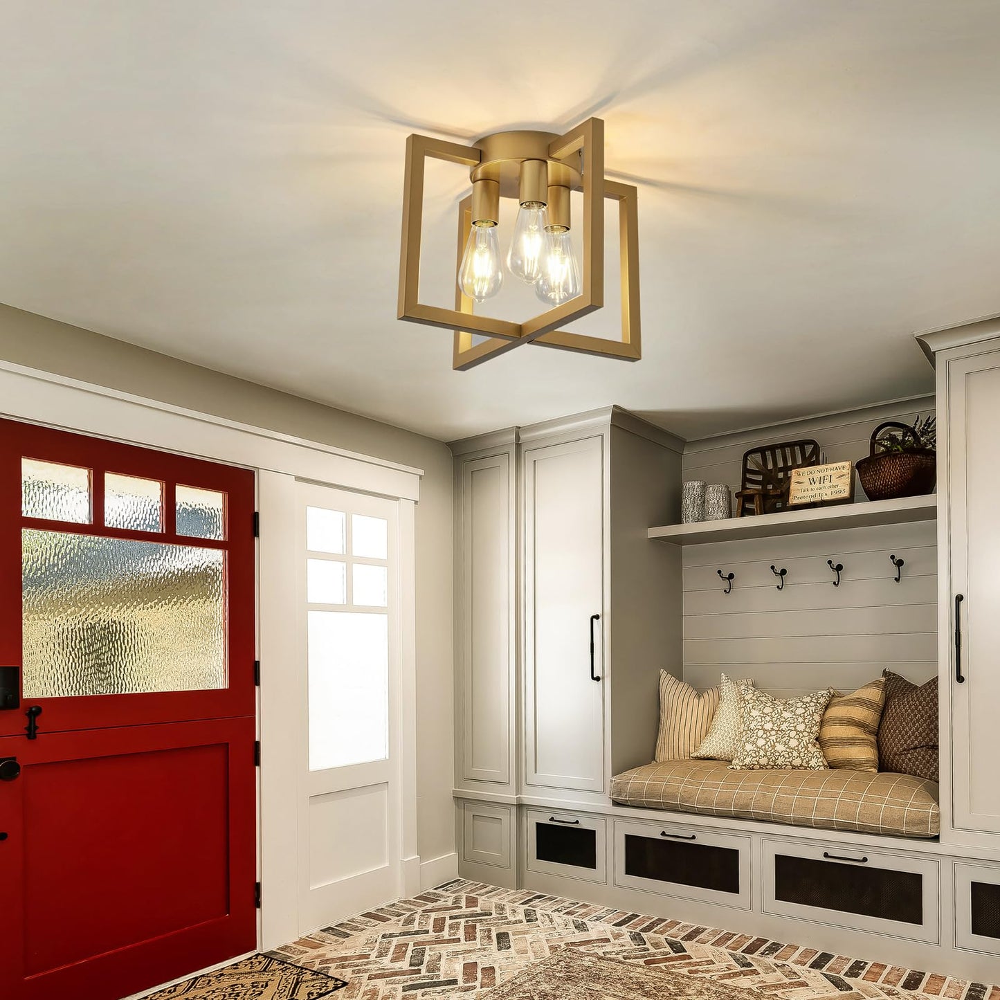 ZGLAOJT 3-Lights Ceiling Light Fixture,Modern Gold Semi Flush Mount Chandelier,Matte Ceiling Lighting for Kitchen Living Room Bedroom Farmhouse Hallway Foyer.
