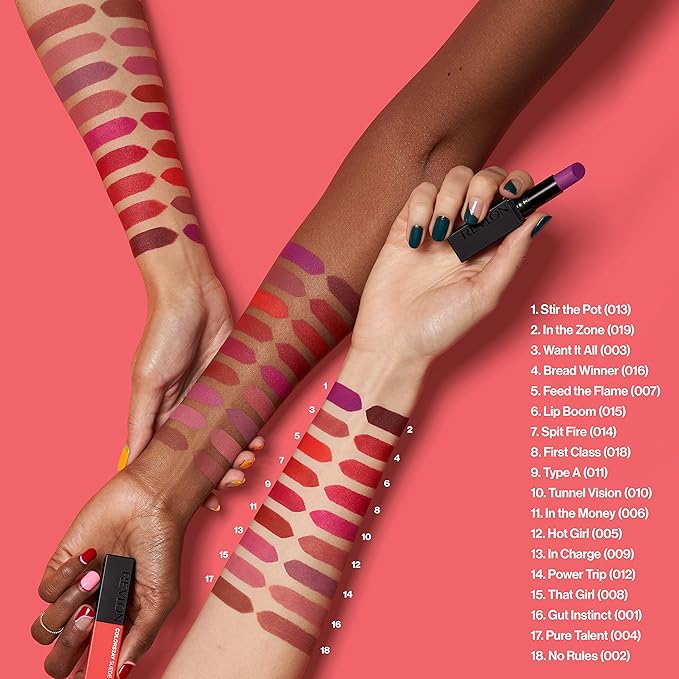 Revlon Lipstick, ColorStay Suede Ink, Built-in Primer, Stocking Stuffer for Women, Waterproof, Smudge-proof, Matte Color, 014 Spit Fire, 0.09 oz