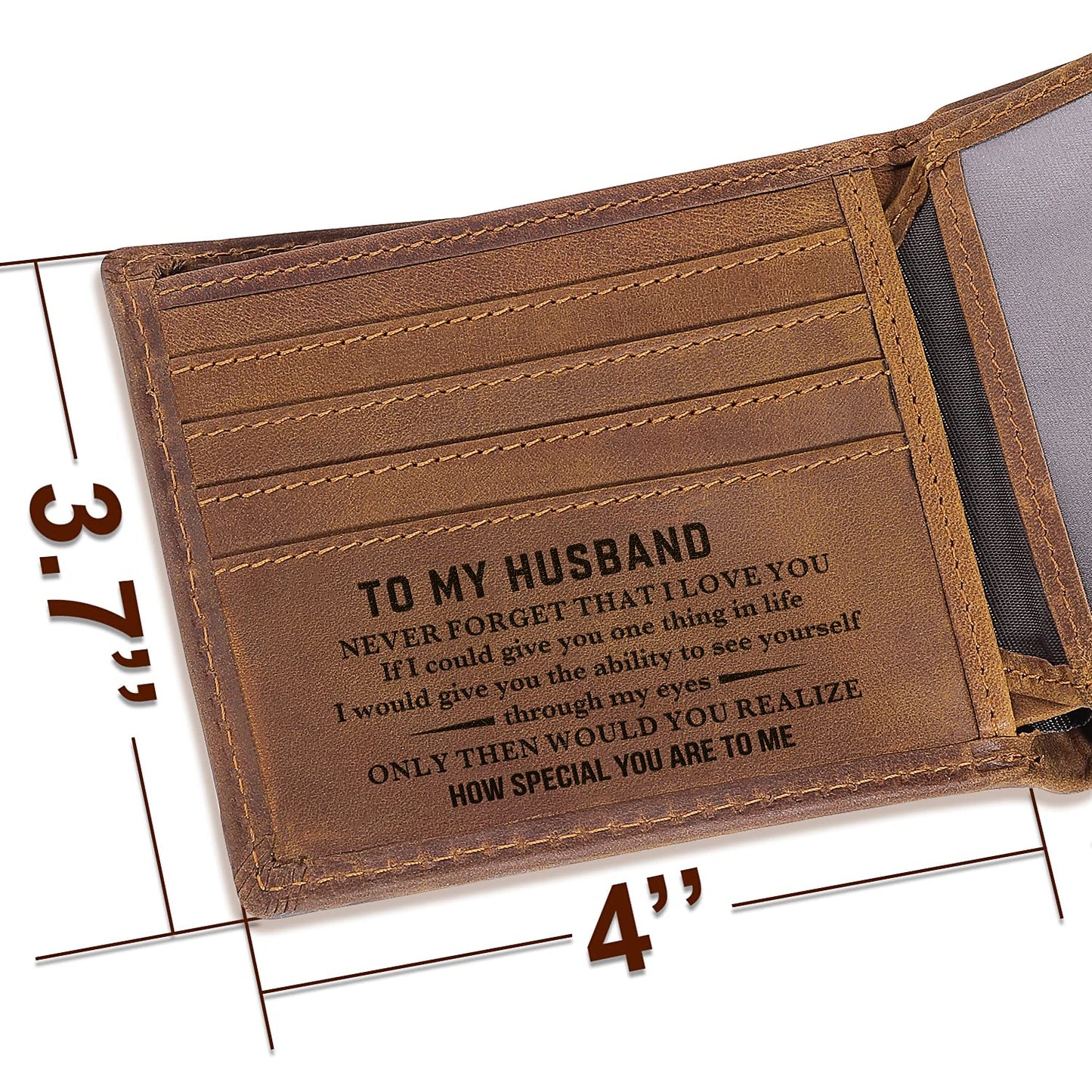 kullder Mens Wallet Engraved Leather Wallets Personalized Mens Gifts for Husband from Wife Custom Wallet for Man Anniversary Christmas Birthday gift