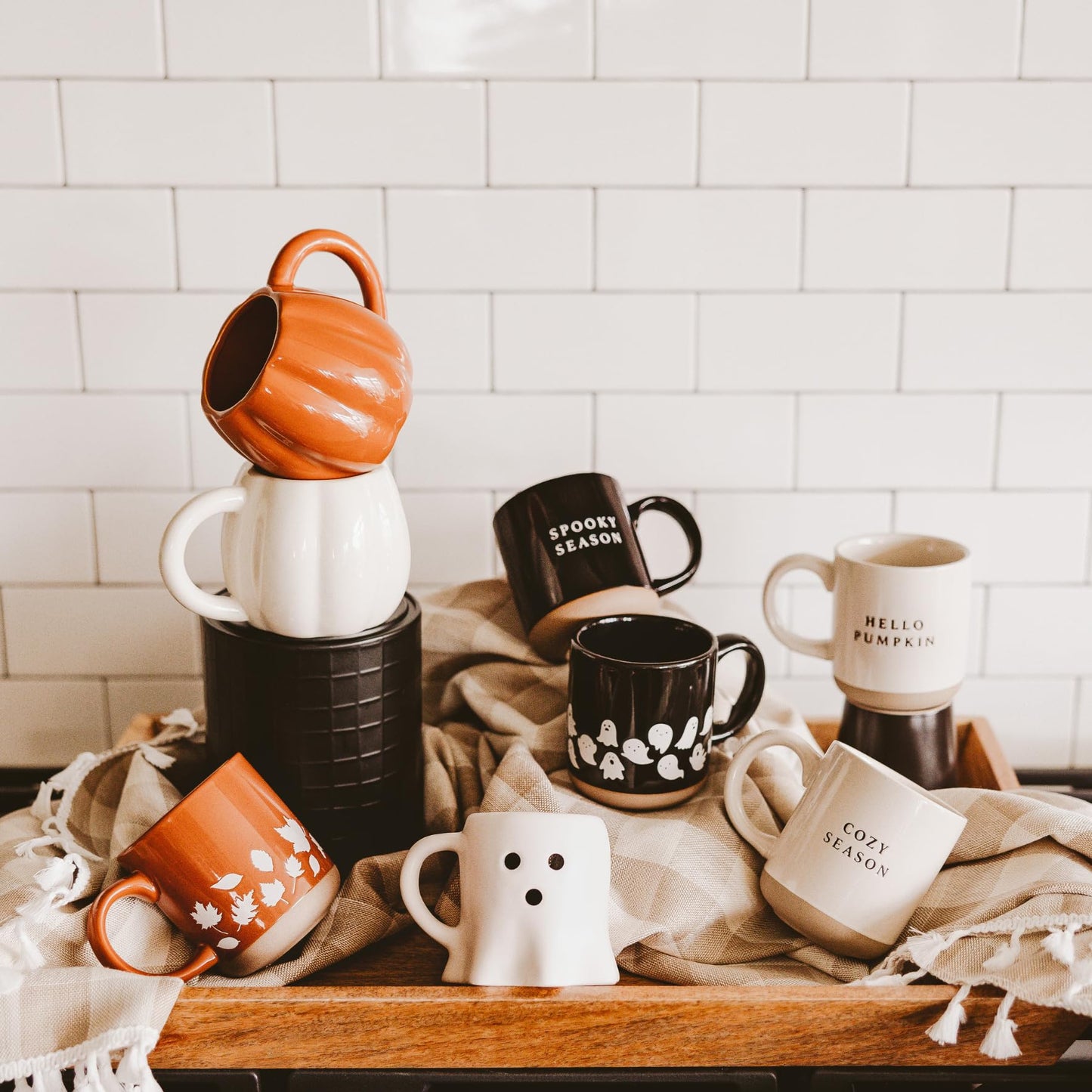 Sweet Water Decor Cream Pumpkin Coffee Mug - 19 oz Halloween Mug Dishwasher & Microwave Safe - Halloween Coffee Mug for Soothing Tea & Pumpkin Spice Latte - Ceramic Cream Fall Mug