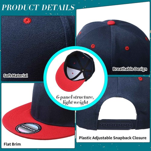 30 Pieces Snapback Hats for Men, Flat Bill Hat Caps Bulk Plain Blank Hip Hop Hats Blank Hat Caps Solid Color Flat Brim Adjustable Baseball Caps (Stylish Style)