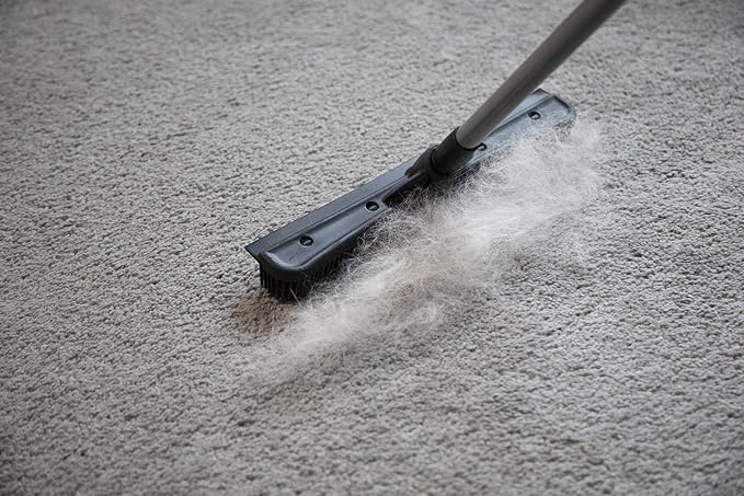 FURemover Compact Pet Hair Rubber Broom with Squeegee, with Handle That Telescopes up to 40" for Carpet, Tile and Hardwood