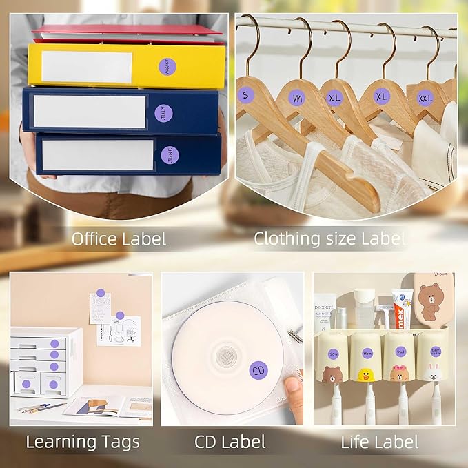 0.75 Inch Multi - Purpose Labels,1000 PCS 3/4" Lavender Stickers for Classroom, Papers, Market, Price Tags, and Library Book Labels. Non - Printable Round Colored Dot