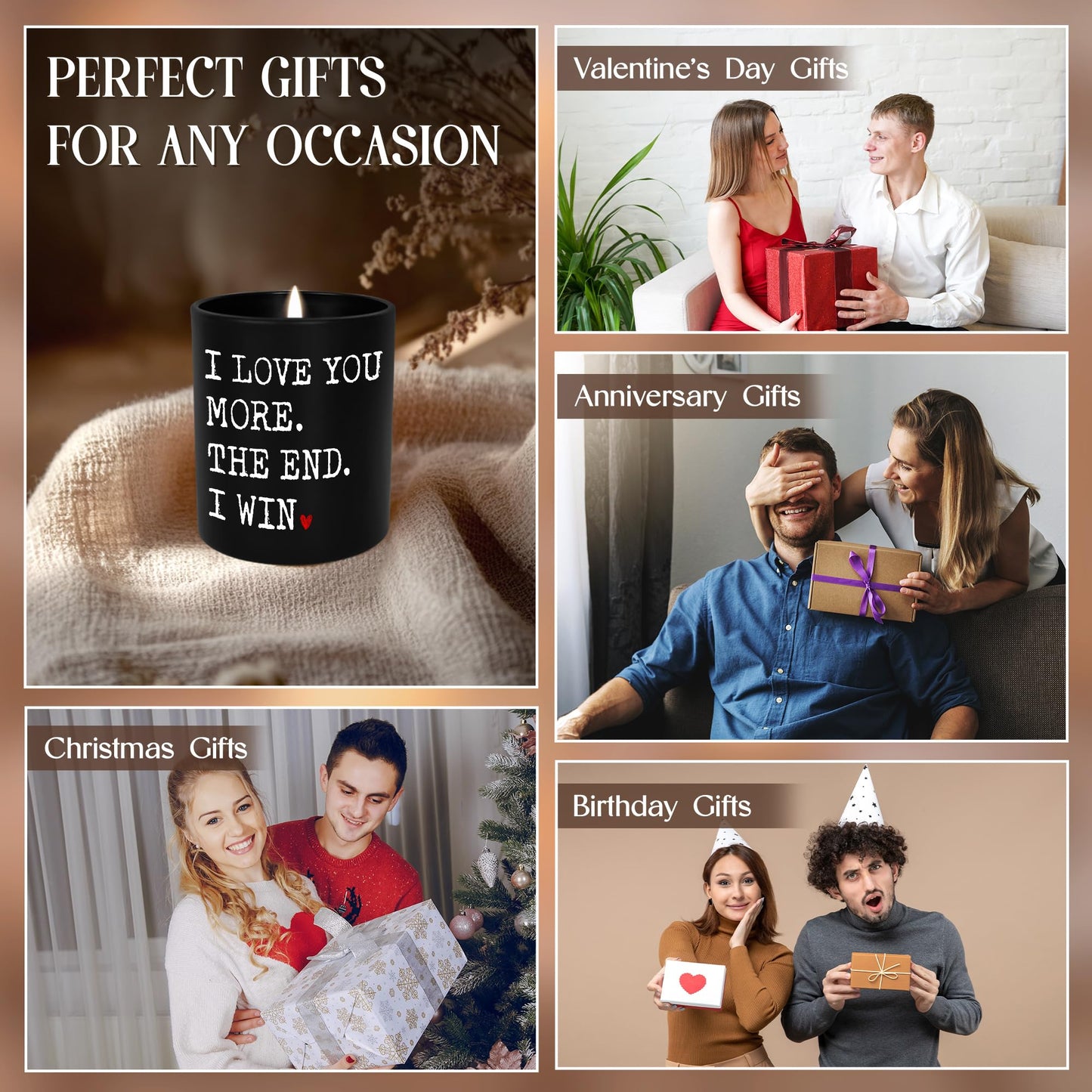 Anniversary Wedding Gifts for Women Men - I Win Long Lasting Vanilla Lavender Scented Candle 10 oz - Christmas Birthday Gifts for Him Her, Couple Gift for Boyfriend Girlfriend Husband Wife