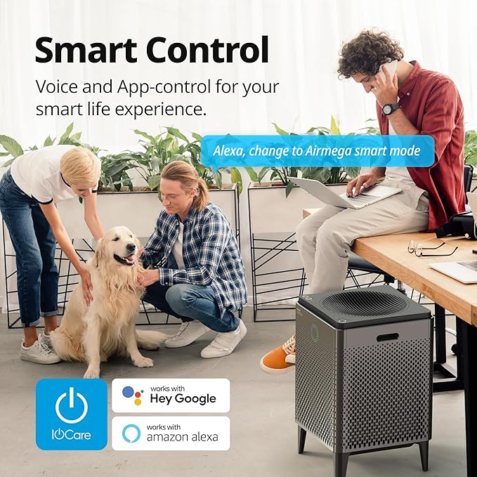 Coway Airmega 400S(G) App-Enabled Smart Technology Compatible with Amazon Alexa True HEPA Air Purifier, Covers 1,560 sq. ft, Graphite