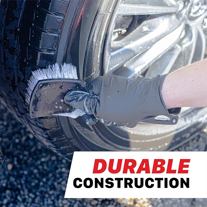 Maxshine Universal All-Purpose Cleaning Brush | Long-Handled Stiff Bristle Brush for Tires, Carpets, Upholstery & Floor Mats | Removes Tough Dirt & Stubborn Stains | Premium Auto Detailing Accessory