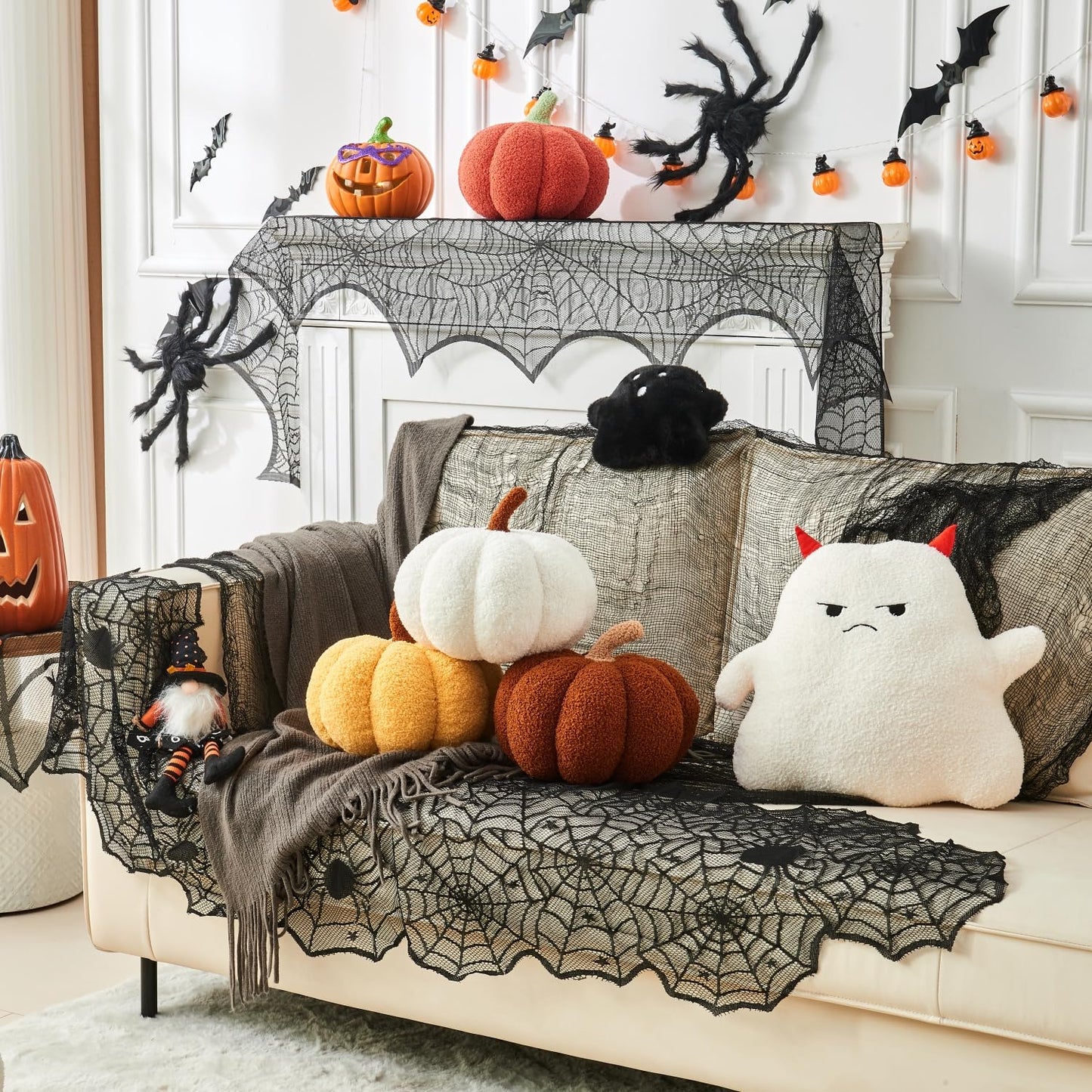Vdoioe Fall Decor Pumpkin Pillow, 2 Pcs Halloween Pumpkin Shaped Throw Pillow 11.8 x 6 Inch Fall Decorations Pumpkin Decor for Halloween Thanksgiving Bedroom Sofa Couch