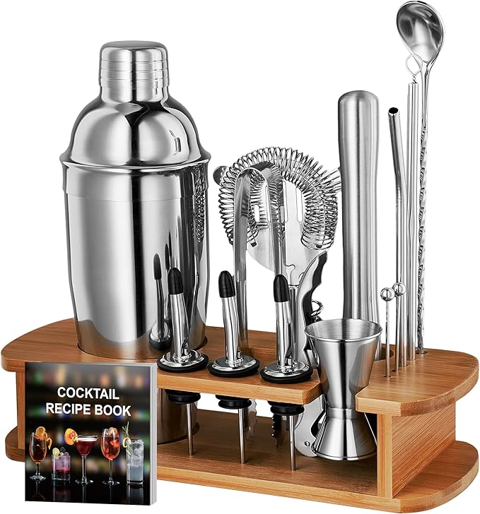 Cocktail Shaker Set - 17 Piece Stainless Steel Mixology Bartender Kit, Drink Martini Shaker, Home Bar Accessories, Cocktai...