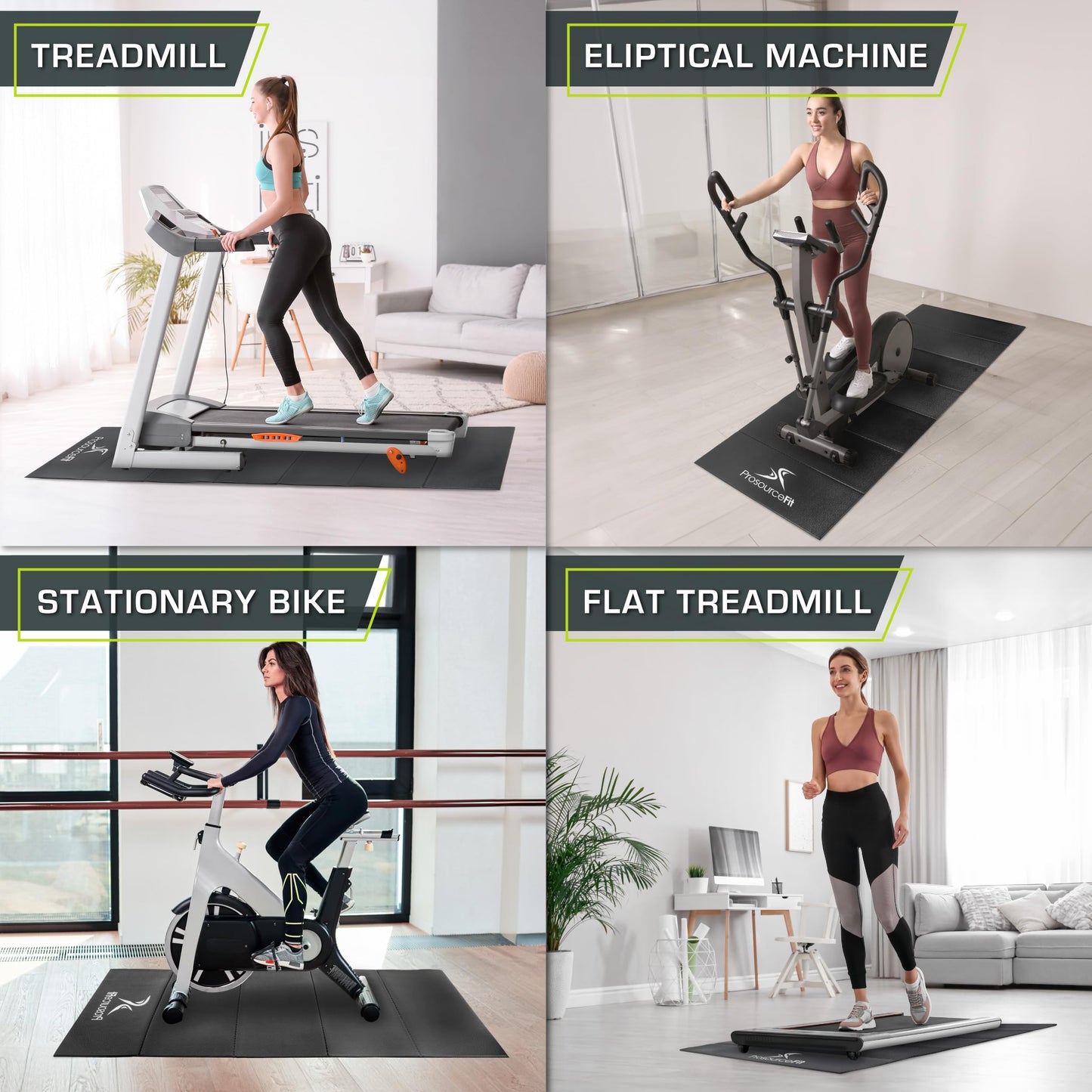 ProsourceFit Treadmill & Exercise Equipment Mats, Folding (7’L x 3’W x ¼”T) High Density PVC Floor Protector