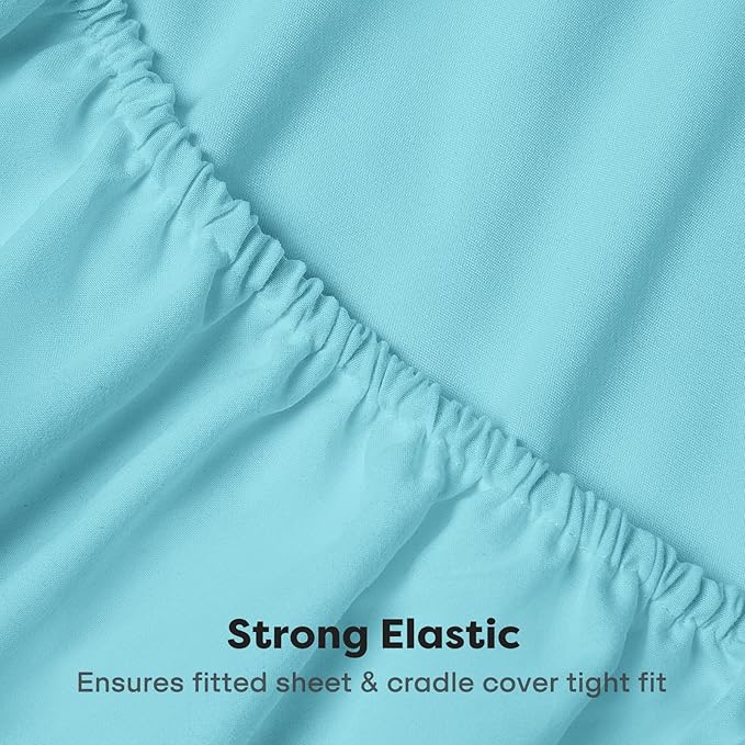 Comfyanno Massage Table Sheets Sets, 3 Pcs Professional Microfiber Massage Bed Cover Sheets, Soft, Light-Weight, Stain & Wrinkle Resistant, Includes Flat & Fitted Sheet, Face Cradle Cover - Sea Blue