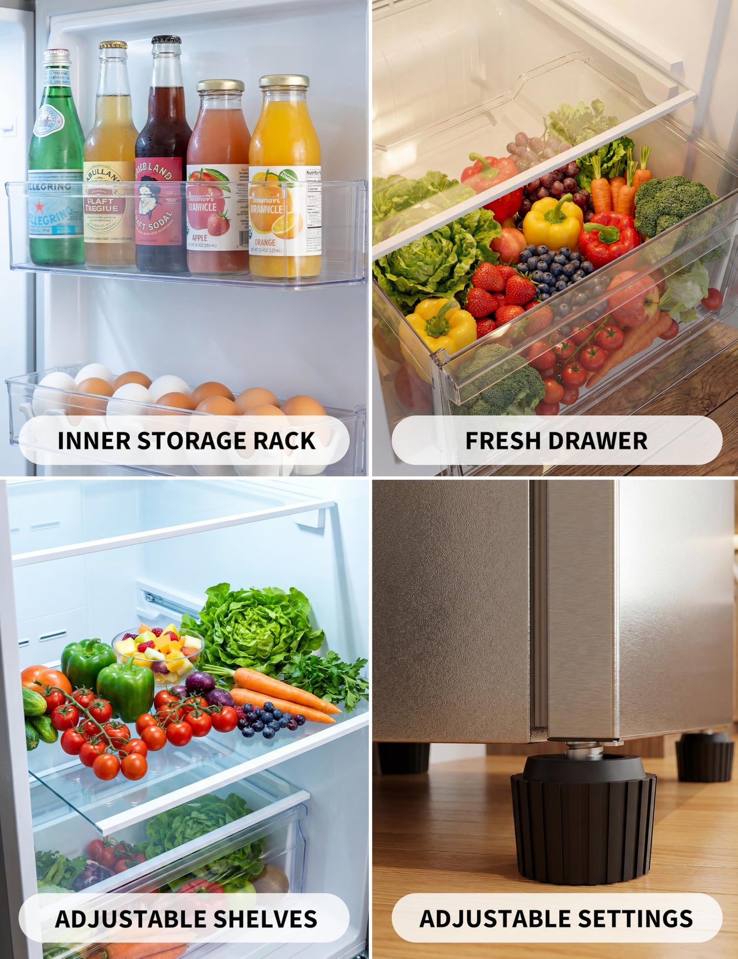 Garvee 11 Cu. Ft. Upright Convertible Fridge/Freeze, Energy Saving, Frost Free, Digital Touch Control Panelr, Removable Glass Shelves