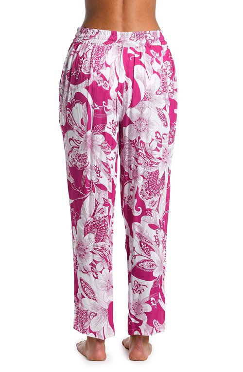 Sunshine 79 Women's Standard Trouser Pant Swimsuit Cover Up, Fuchsia//Boho Blooms, Large